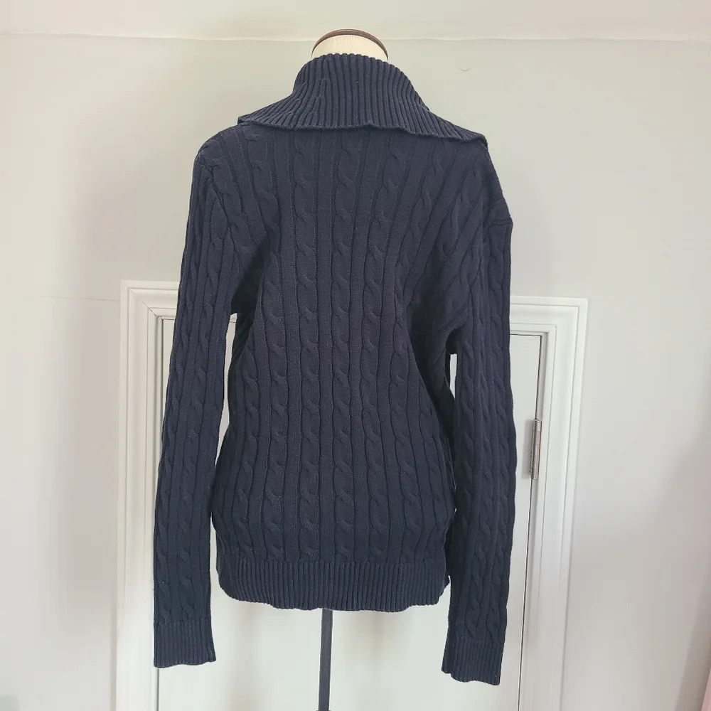 Ralph Lauren Buckle Sweater Womens Size L Cable Knit Preppy Equestrian READ FLAW - Picture 4 of 16